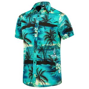 Beach Green Black Unique Design Hawaiian Shirt- For men and women - Fanshubus