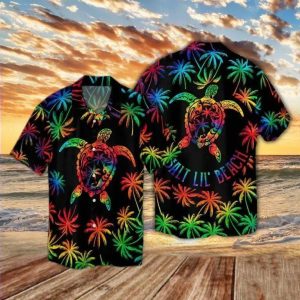Beach Shirt Hawaiian Aloha Shirt Colorful Turtle Shirtalty Lil Beach- For men and women - Fanshubus