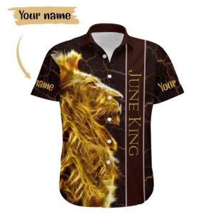 Beach Shirt Hawaiian Aloha Shirt King Lion I Do What I Want Month And Name- For men and women - Fanshubus