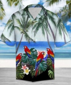 Beach Shirt High quality Parrot Hawaiian Shirt .