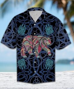 Bear Mandala Blue Nice Design Hawaiian Shirt- For men and women - Fanshubus