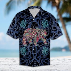 Bear Mandala Blue Nice Design Hawaiian Shirt- For men and women - Fanshubus