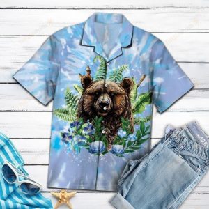 Bear Tie Dye Blue Amazing Design Hawaiian Shirt- For men and women - Fanshubus