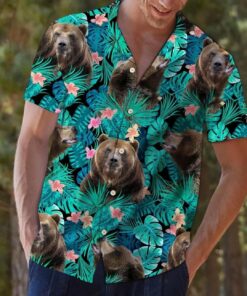 Bear Tropical Green Unique Design Hawaiian Shirt- For men and women - Fanshubus