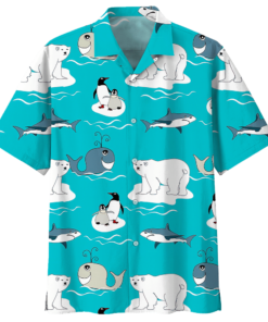 Bear Whale Penguin Hawaiian Shirt- For men and women - Fanshubus