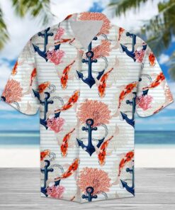 Beautiful Koi Fish Anchor Hawaiian Shirt- For men and women - Fanshubus