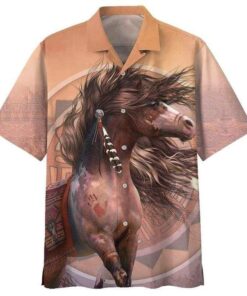 Beautiful Natie HorShirte Brown Hawaiian Shirt | UniShirtex | Adult |- For men and women - Fanshubus