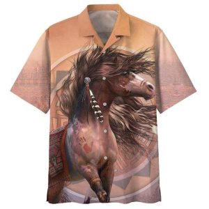 Beautiful Natie HorShirte Brown Hawaiian Shirt | UniShirtex | Adult |- For men and women - Fanshubus