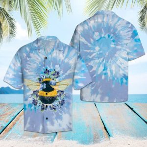 Bee Tie Dye Blue Amazing Design Hawaiian Shirt- For men and women - Fanshubus