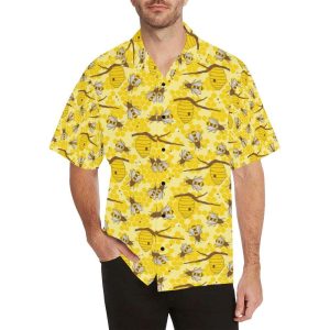 Bee With Honeycomb Print Design LKS3 Hawaiian Shirt- For men and women - Fanshubus