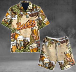 Beer Hawaiian Shirt Set- For men and women - Fanshubus