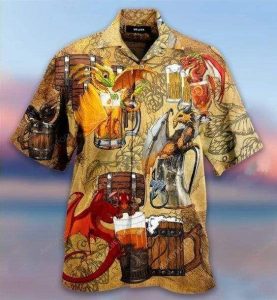 Beer MakeShirt Dragon Relaxed Hawaiian Shirt | UniShirtex | Adult |- For men and women - Fanshubus
