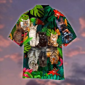 Believe In Yourself Cat Tiger Hawaiian Shirt | For Men &amp; Women | Adult |- For men and women - Fanshubus