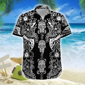 Bicycle Skull Pattern Art Hawaiian Shirt | For Men &amp; Women | Adult |- For men and women - Fanshubus