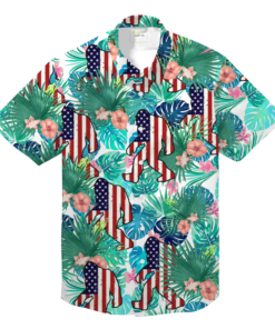 Bigfoot American Silhouette Tropical Green Hawaiian Shirt | Funny Crazy Vintage Hawaiian Shirt