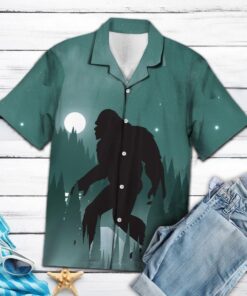 Bigfoot Cool Night Green Best Design Hawaiian Shirt- For men and women - Fanshubus