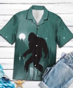 Bigfoot Cool Night Hawaiian Shirt - For Men and Women - Fanshubus