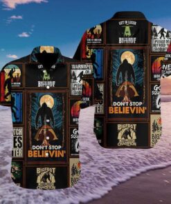 Bigfoot Don't Stop Believin Unisex Hawaiian Shirt- For men and women - Fanshubus