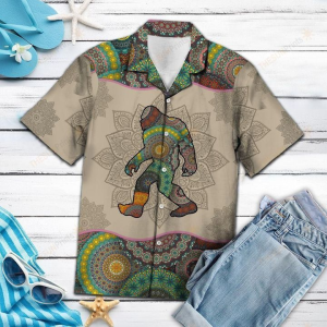 Bigfoot Mandala Pattern Hawaiian Shirt | Funny Crazy Vintage Hawaiian Shirt