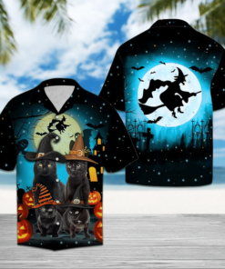 Black Cat Family Halloween Hawaiian Shirt- For men and women - Fanshubus