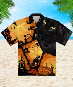 Black Cat Halloween Hawaiian Shirt