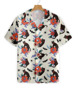 Black Cat Halloween Hawaiian Shirt- For men and women - Fanshubus