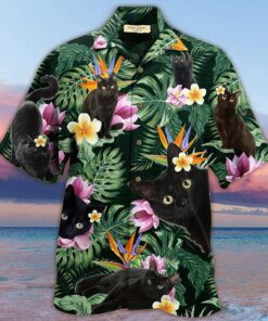 Black Cat Hawaiian Shirt