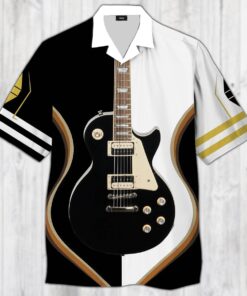 Black Electric Guitar Hawaiian Shirt- For men and women - Fanshubus