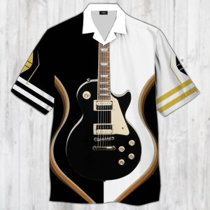 Black Electric Guitar Hawaiian Shirt- For men and women - Fanshubus