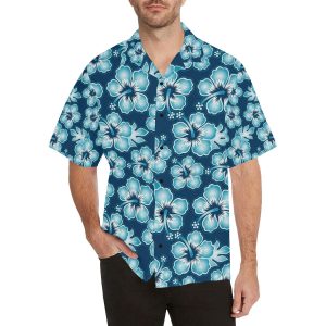 Blue Hibiscus Pattern Print Design HB1 Hawaiian Shirt- For men and women - Fanshubus