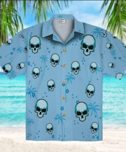 Blue Skull Coconut Tree Hawaiian Shirt- For men and women - Fanshubus