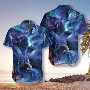 Blue Universe Dragon Hawaiian Shirt- For men and women - Fanshubus