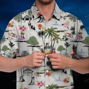 Border Collie Hawaiian Shirt Hawaii Beach Retro .