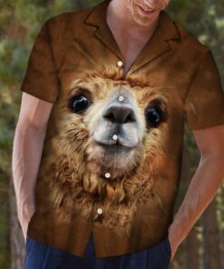 Brown Alpaca Hawaiian Shirt .