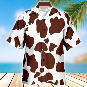 BROWN CATTLE OCEAN HAWAIIAN SHIRT 1 .