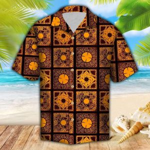 Brown Lemar Pattern Hawaiian Shirt- For men and women - Fanshubus