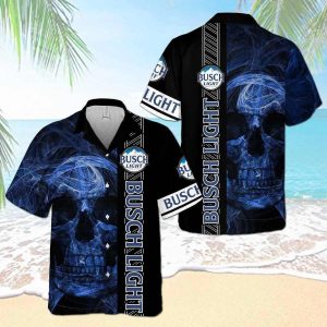 Busch Light Smoky Blue Skull Hawaiian Shirt- For men and women - Fanshubus