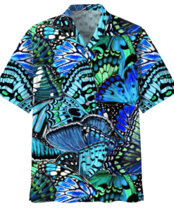 Butterfly Hawaiian Shirt Black (1)- For men and women - Fanshubus