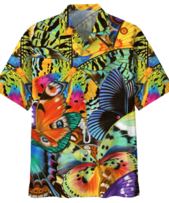 Butterfly Hawaiian Shirt Black (5)- For men and women - Fanshubus