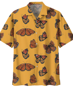 Butterfly Hawaiian Shirt Clothing Red- For men and women - Fanshubus