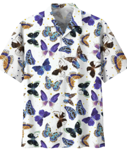 Butterfly Hawaiian Shirt Royal (1) - For men and women - Fanshubus