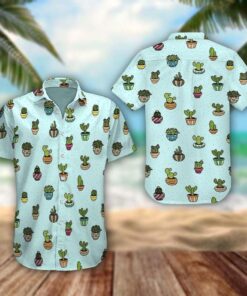 Cactus Funny Blue High Quality Unisex Hawaiian Shirt- For men and women - Fanshubus