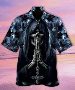 Card God Smoke Skull Hawaiian Shirt .