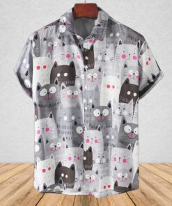 Cartoon Cat Hawaiian Shirt- For men and women - Fanshubus