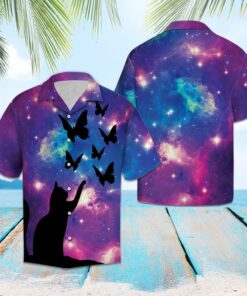 Cat Butterfly Purple Awesome Design Hawaiian Shirt- For men and women - Fanshubus