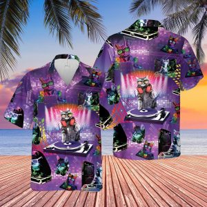 Cat Colorful DJ player Unisex Hawaiian Shirt- For men and women - Fanshubus