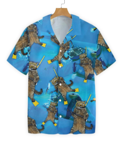 Cat Driver 3D Print Hawaiian Shirt  -  Crazy Funny Hawaiian Shirt .