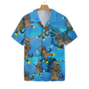 Cat Driver 3D Print Hawaiian Shirt  -  Crazy Funny Hawaiian Shirt .