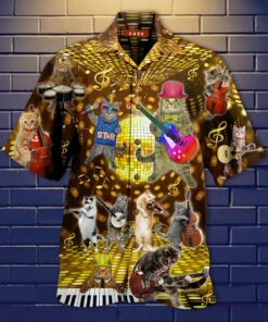 Cat Music Band Hawaiian Shirt- For men and women - Fanshubus