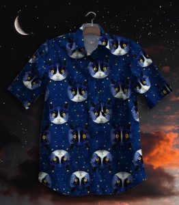 Cat Night Sky Hawaiian Shirt | For Men &amp; Women | Adult |- For men and women - Fanshubus